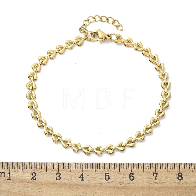 304 Stainless Steel Triangle Link Chain Bracelets for Women BJEW-F488-23G-1