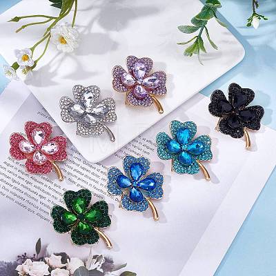 Cubic Zirconia Clover Brooch Pin JBR105F-1