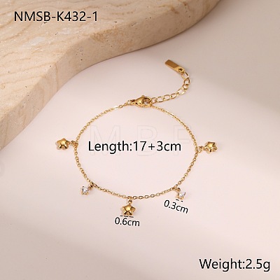 304 Stainless Steel Pave Cubic Zirconia Charm Bracelets WG7D1B6-03-1