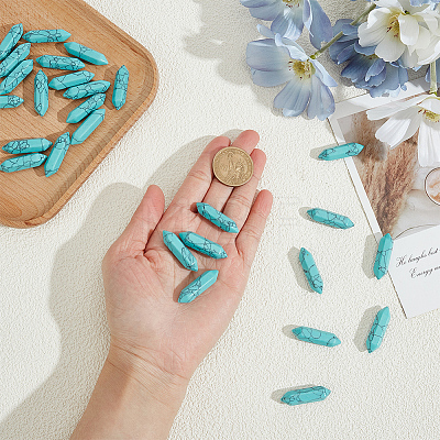 30Pcs Dyed Faceted Bullet Synthetic Turquoise Points for Wire Wrapped Pendants Making G-OC0005-98-1