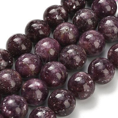 Natural Lepidolite/Purple Mica Stone Beads Strands G-H335-B03-14mm-A-1