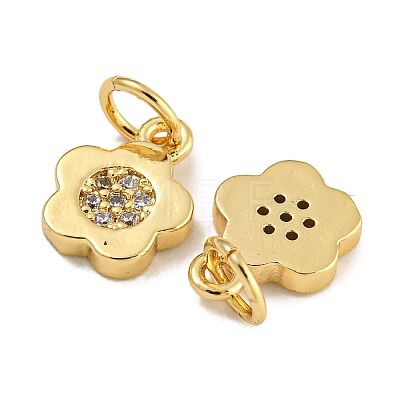 Rack Plating Brass Micro Pave Clear Cubic Zirconia Charms KK-U030-09G-1