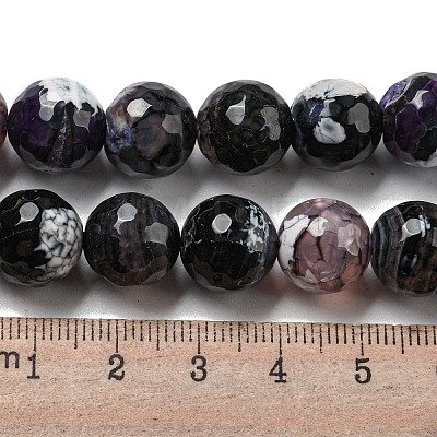 Faceted Natural Fire Crackle Agate Beads Strands G-F447-12mm-N17-1