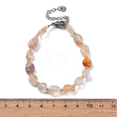 Natural Cherry Blossom Agate Beaded Bracelets for Women G-P563-07P-15-1