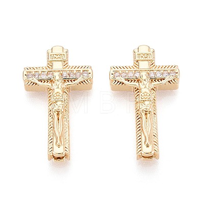 Religion Brass Micro Pave Clear Cubic Zirconia Beads KK-T080-90G-1