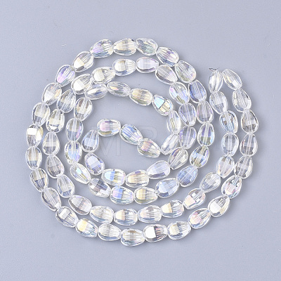 Electroplate Transparent Glass Beads Strands EGLA-T020-06C-1