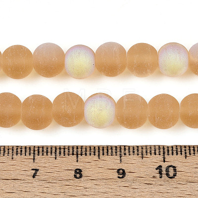 Frosted Transparent Glass Beads Strands GLAA-T032-T8mm-MBB08-1