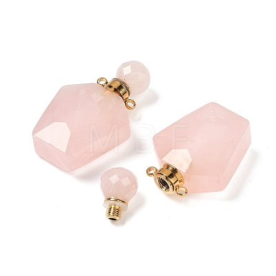 Natural Rose Quartz Openable Perfume Bottle Pendants G-I381-02G-04-1