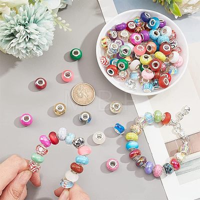  120Pcs 4 Style Resin & Acrylic European Beads OPDL-NB0001-15-1