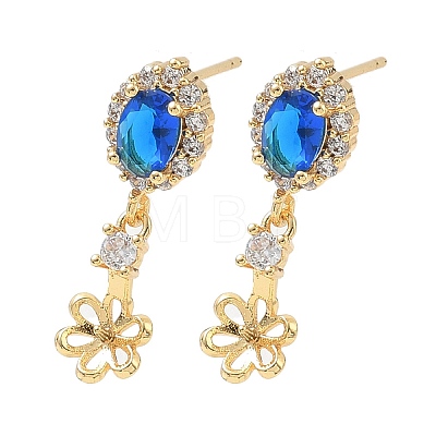 Brass Pave Cubic Zirconia Stud Earring Findings KK-C172-07G-1