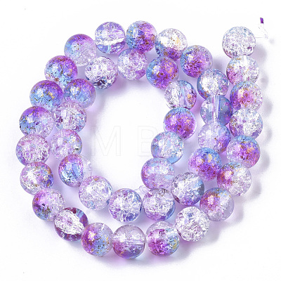 Transparent Spray Painted Crackle Glass Bead Strands GLAA-N035-03D-A03-1