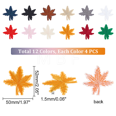   48Pcs 12 Colors Maple Leaf Computerized Embroidery Cloth Iron on/Sew on Patches DIY-PH0009-38-1