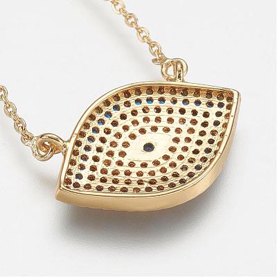 Brass Micro Pave Cubic Zirconia Pendant Necklaces NJEW-j051-10G-1