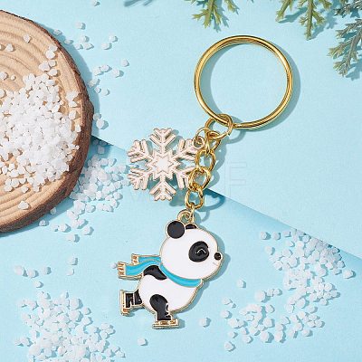 Snowflake & Panda Alloy Enamel Pendant Keychains KEYC-JKC00630-01-1