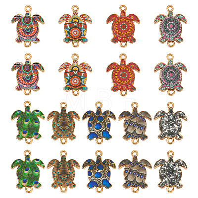  32pcs 8 colors Printed Alloy Connector Charms ENAM-TA0001-57-1