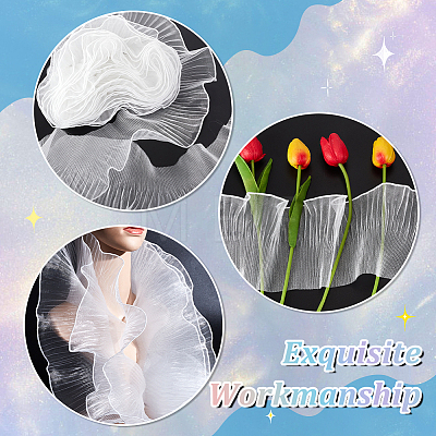 10 Yards Polyester Pleated Lace Trim OCOR-GA0001-72B-1