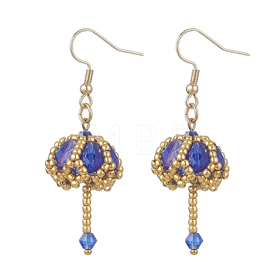 Transparent Electroplate Glass & Seed Glass Beads Dangle Earrings EJEW-MZ00714-03-1