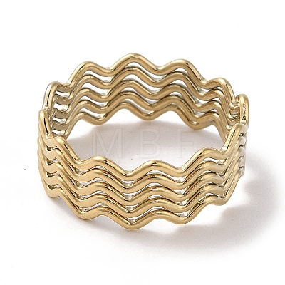 Ion Plating(IP) 304 Stainless Steel Wave Finger Rings for Women RJEW-G315-07C-G-1