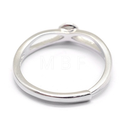Anti-Tarnish Adjustable Rhodium Plated 925 Sterling Silver Design Ring Mounts Fittings with Pearl Seat X-STER-I016-016P-1