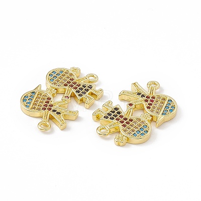 Brass Micro Pave Cubic Zirconia Connector Charms KK-E068-VC083-1