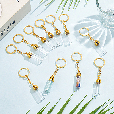 12Pcs Glass Wish Bottle Keychains AJEW-UN00050-1