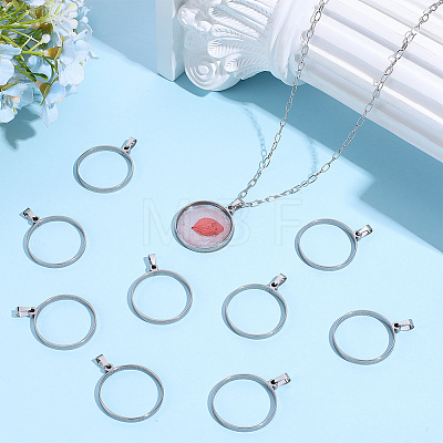 20Pcs 304 Stainless Steel Open Back Bezel Pendants PALLOY-BBC00008-1