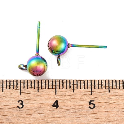 Rainbow Color 304 Stainless Steel Ball Stud Earring Post STAS-C043-65C-M-1