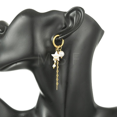 Natural Freshwater Shell Hoop Earrings EJEW-JE07145-01-1