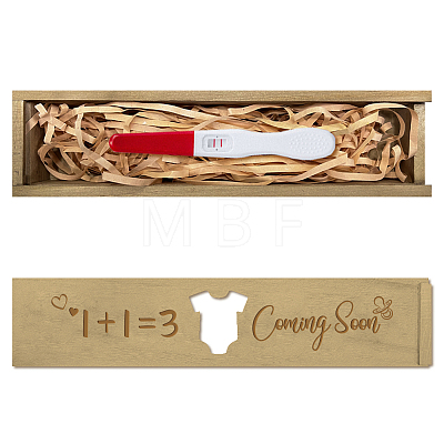 Rectangle Wooden Pregnancy Test Keepsake Box with Slide Cover CON-WH0102-001-1