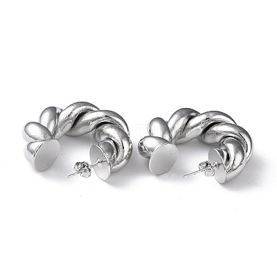 Rack Plating Brass Twist Rope Stud Earrings for Women EJEW-M215-01P-1