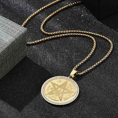 304 Stainless Steel Rhinestone Pendant Necklaces for Women NJEW-U021-01G-1