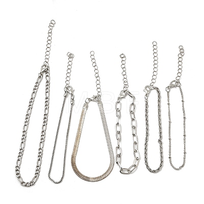 6Pcs Bohemian Style Alloy Chain Bracelets Kit for Women WG2620E-01-1