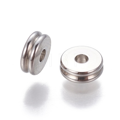 201 Stainless Steel Grooved Spacer Beads STAS-P239-05P-1