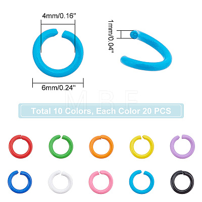   200Pcs 10 Colors Zinc Alloy Open Jump Rings FIND-PH0006-86-1