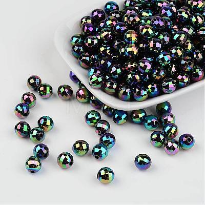 Faceted Colorful Eco-Friendly Poly Styrene Acrylic Round Beads SACR-K001-8mm-45-1