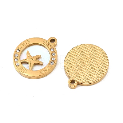 Ocean Theme 304 Stainless Steel & Natural Shell & Rhinestone Pendants SH-CBA72D5-01E-G-1