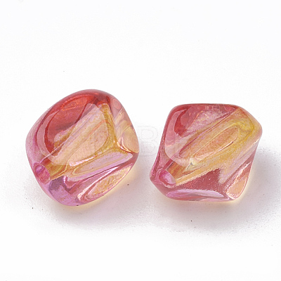 Two Tone Transparent Spray Painted Acrylic Beads Y-ACRP-T005-34A-1
