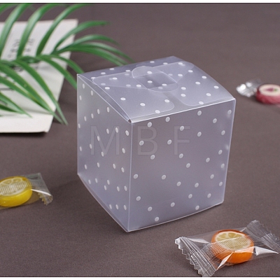 Polka Dot Pattern Transparent PVC Square Favor Box Candy Treat Gift Box CON-WH0070-99-1