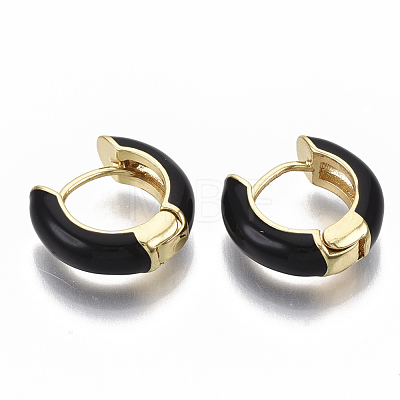 Brass Huggie Hoop Earrings EJEW-S209-01A-1