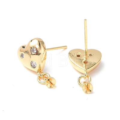 Brass Clear Cubic Zirconia Stud Earring Findings KK-B063-03G-1