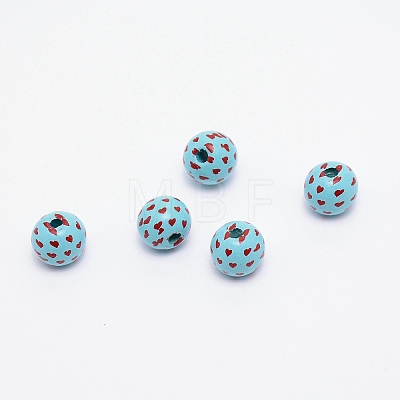 Printed Natural Wood Beads WOOD-TAC0007-59B-1