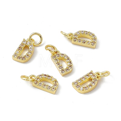 Real 18K Gold Plated Brass Micro Pave Clear Cubic Zirconia Charms KK-E068-VB452-D-1