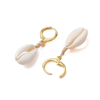 Natural Cowrie Shell Leverback Earrings EJEW-JE06059-1