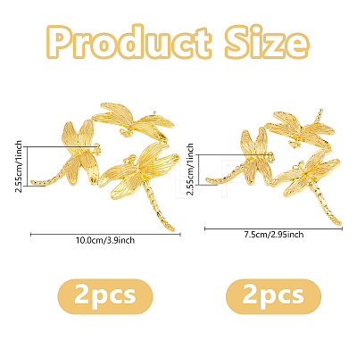 4Pcs 2 Styles Dragonfly Alloy Crystal Ball Display Bases AJEW-DC0004-28-1