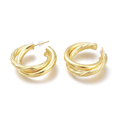 Brass Half Hoop Earrings EJEW-H104-02G-1