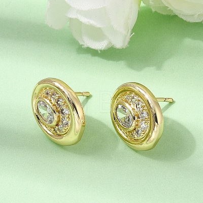 Brass Micro Pave Cubic Zirconia Stud Earrings EJEW-G471-13G-01-1