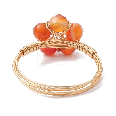 4Pcs 4 Styles Natural Mixed Gemstone Star Finger Rings GG-CJA9F5-G-1