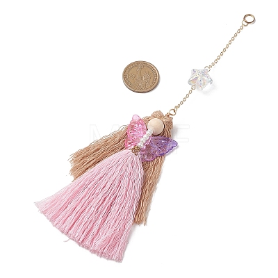 Cotton & Glass Angel Pendant Decorations HJEW-JM04649-1