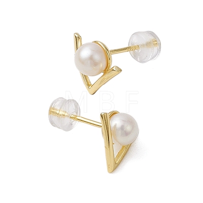 Natural Pearl Stud Earrings EJEW-P286-47G-1