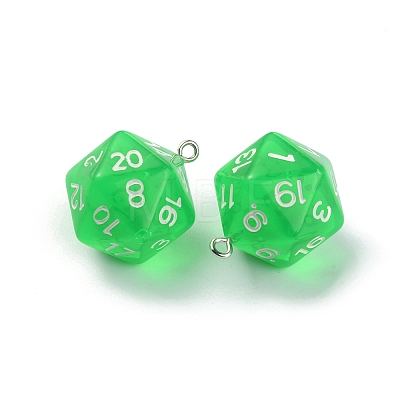 Transparent Resin Polyhedral Dice Pendants FIND-TAC0005-21J-1